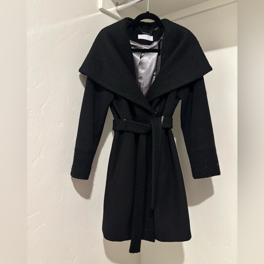 Calvin Klein Black Wool Coat